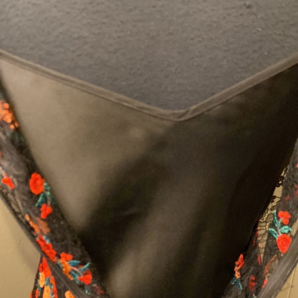 Zara Extra Small Black Lace Floral Midi Dress Black Underlining Long Ruffles - Picture 6 of 8